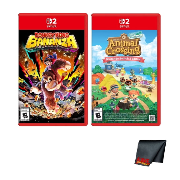 Nintendo Animal Crossing New Horizons - Nintendo Switch 2 Edition + Nintendo Donkey Kong Bananza for Switch 2 + Microfiber Cleaning Cloth