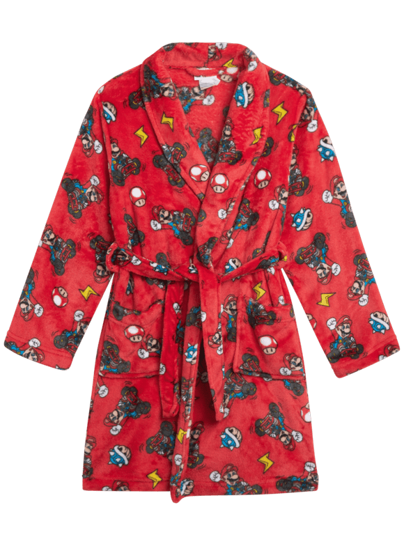 Nintendo Boys' Super Mario Bath Robe - Super Soft Fleece Sleepwear Robe (4-10)