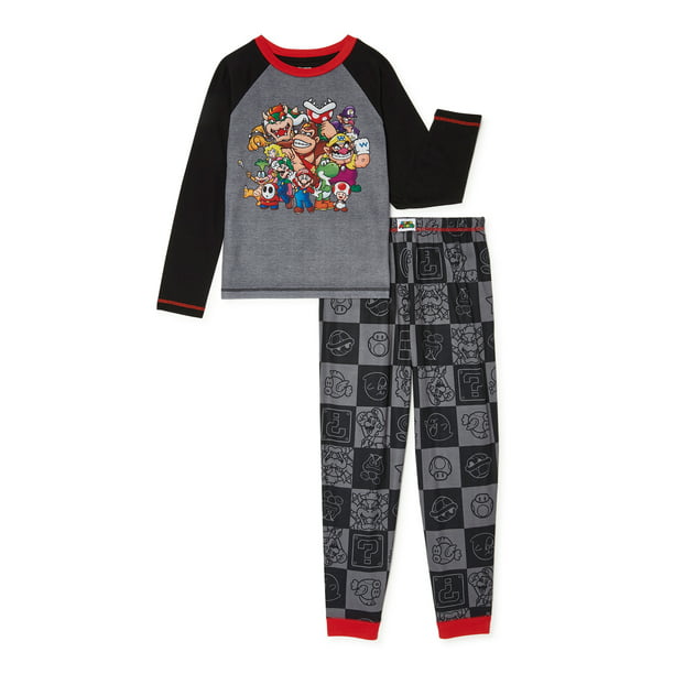 Nintendo Boys Super Mario Long Sleeve Top and Pants, 2-Piece Pajama Set ...