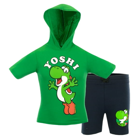 Nintendo Characters Super Mario Lightweight Costume Short Sleeve Hoodie T-Shirt & Shorts Set (Yoshi, Sizes 4-16)