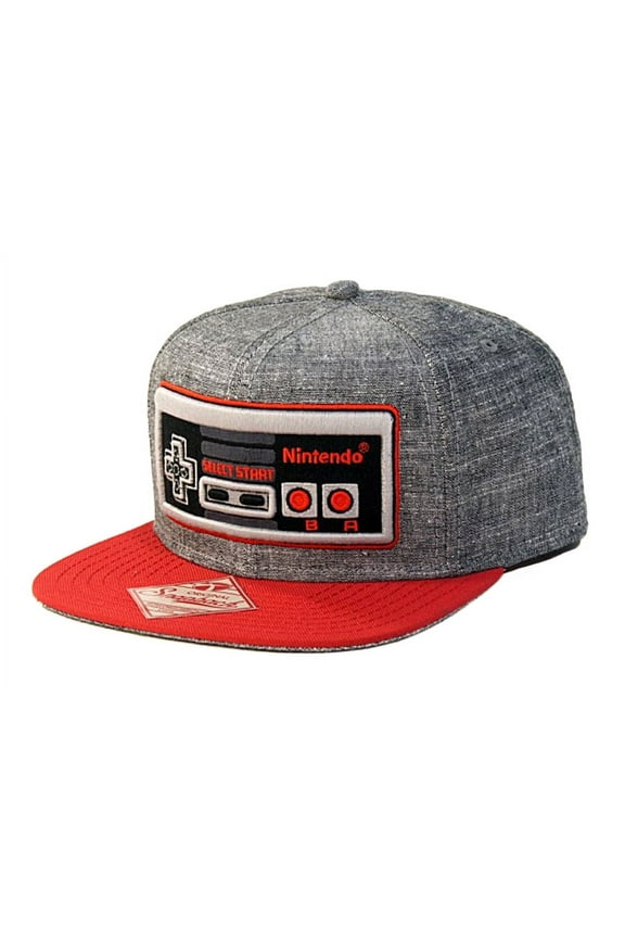 Nintendo Classic NES Controller - Snapback Hat, Gray and Red, One Size