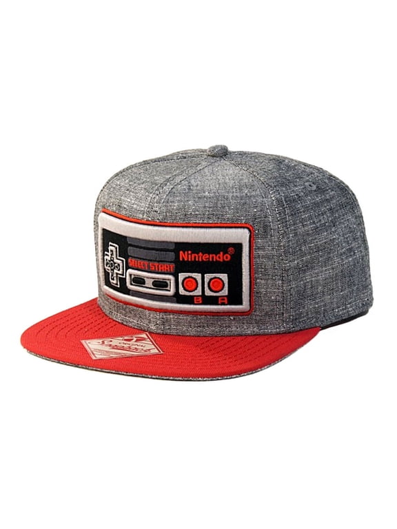 Classic NES Controller - Snapback Hat, Gray and Red, One Size