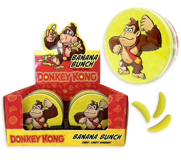 Boston America Nintendo Donkey Kong Banana Bunch Candy Tin Banana Flavored Candy Bananas 1.5 Ounces