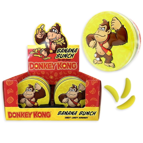 Boston America Nintendo Donkey Kong Banana Bunch Candy Tin Banana Flavored Candy Bananas 1.5 Ounces