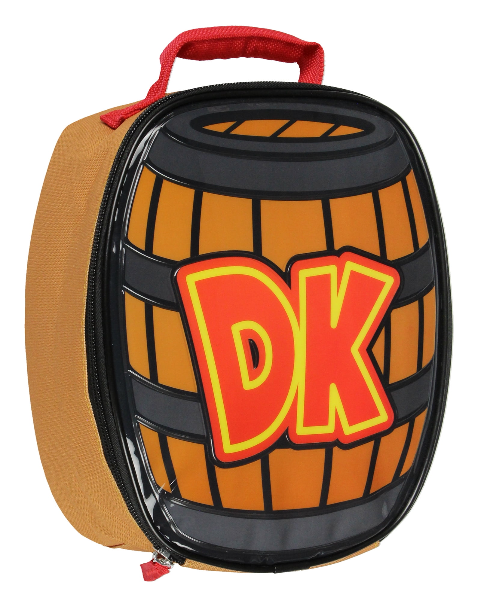 Nintendo Donkey Kong DK Barrel Shaped Insulated Lunch Bag Tote For Hot And Cold Food, Drinks, And Snacks 10"