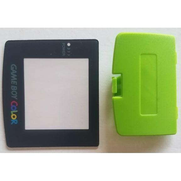 Nintendo Game Boy Color Replacement Screen Lens + Lime Green Battery Cover
