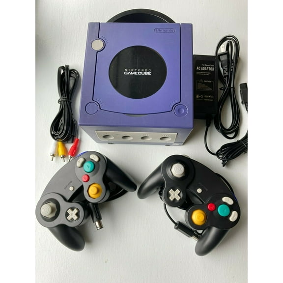 Nintendo GameCube Indigo Blue Gaming Console + 2 Controllers Bundle complete with all cords