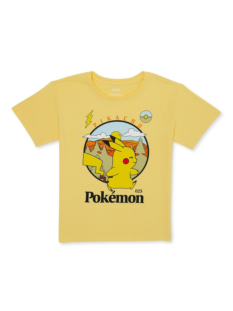 Nintendo Girls Pokemon Pikachu, Crew Neck, Short Sleeve, Graphic T
