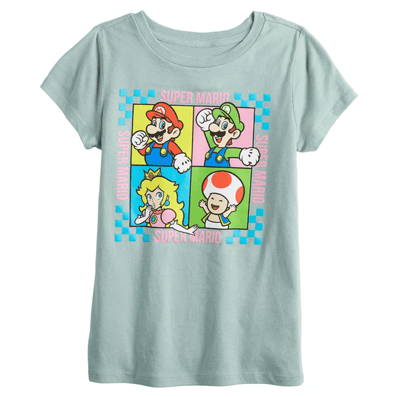 Nintendo Girls Super Mario Character Squares T-Shirt, Sizes 4-16
