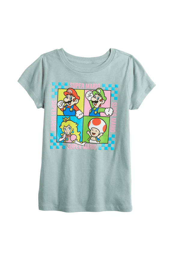 Nintendo Girls Super Mario Character Squares T-Shirt, Sizes 4-16