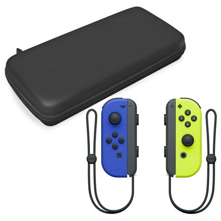 Nintendo Joy-Con Controllers for Nintendo Switch in Neon Blue and Yellow with Hardshell Carrying Case