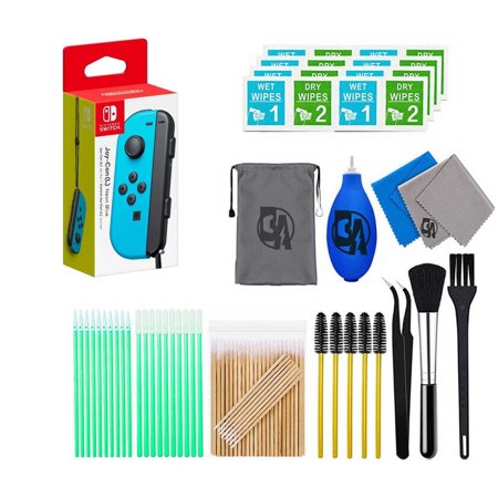 Pre-Owned Nintendo - Joy-Con (L) - Neon Blue With Cleaning Manual Kit Bolt Axtion Bundle Used