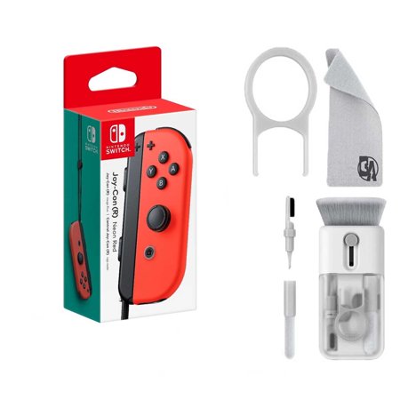 Nintendo - Joy-Con - Neon Red With Cleaning Electric kit Bolt Axtion Bundle Used