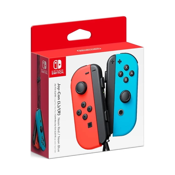 Nintendo Joy-Con Video Game Controllers with Straps for Nintendo Switch, Neon Blue/Red (HAC-015/16)