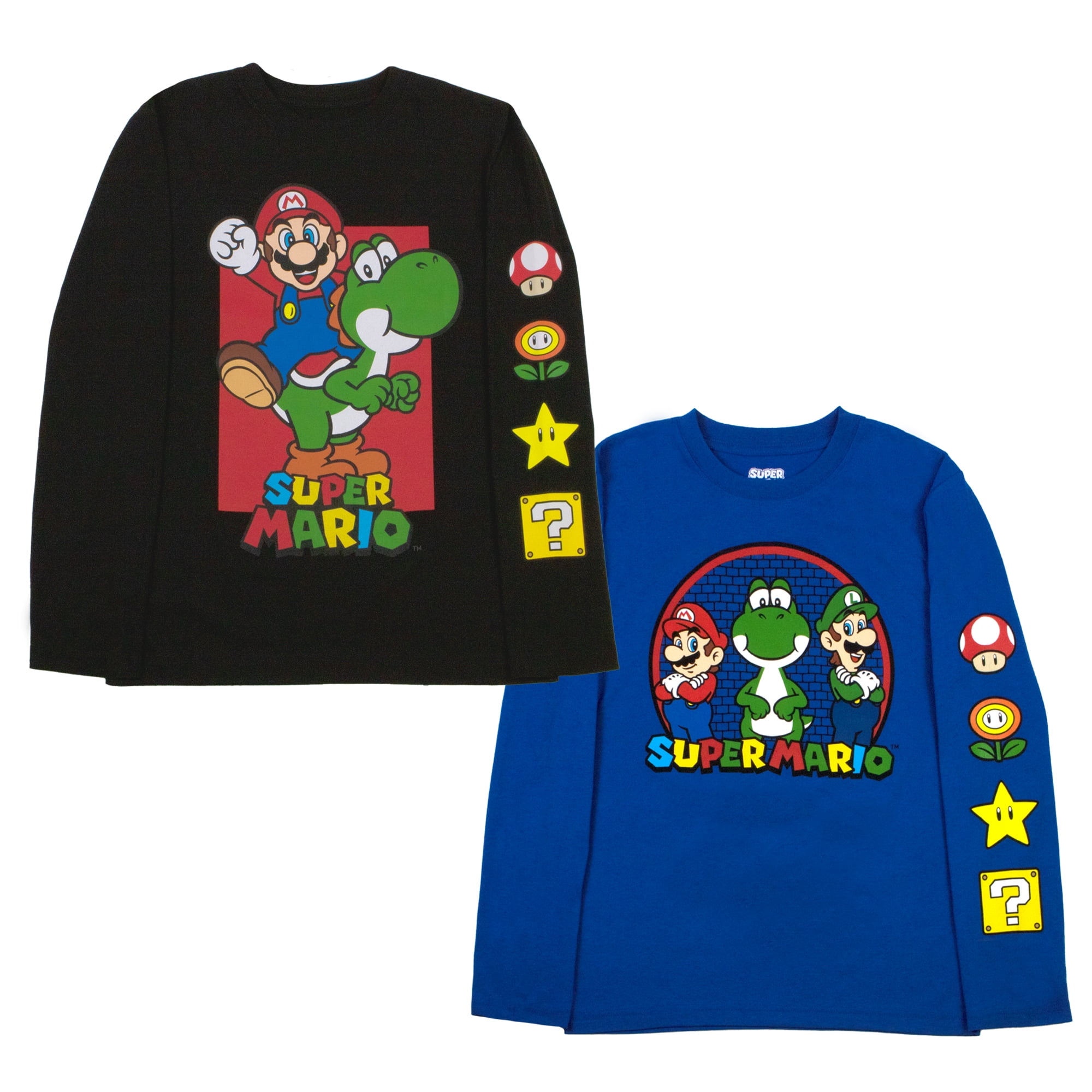 Blueprint Akkumulerede Bugsering Nintendo Kids Super Mario Bros Mario & Luigi Boys Long Sleeve 2-Pack T-Shirt  Bundle Set for Boys (Sizes 4-16) - Walmart.com