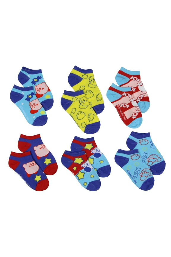 Nintendo Kirby Adult Video Game Assorted Characters 6 Pair Pack No-Show Socks