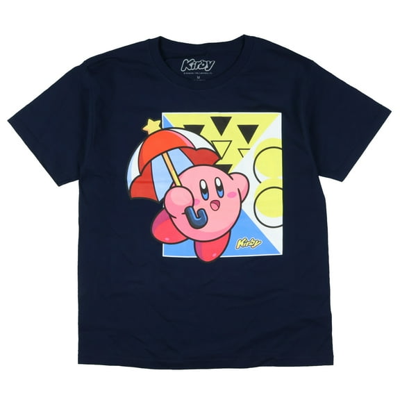 Nintendo Kirby T-Shirt Big Boys' Pink Puff Ball Umbrella Design Youth Tee