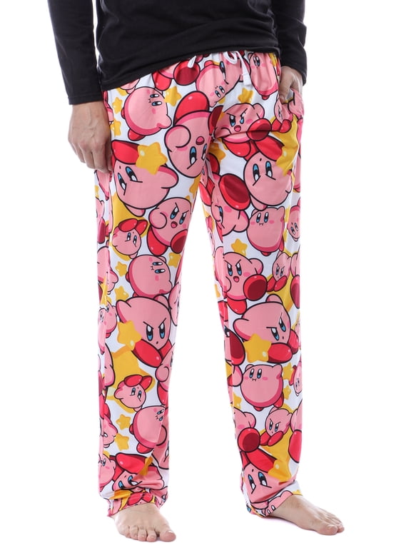 Nintendo Kirby Video Game Men's Allover Character Pattern Adult Lounge Sleep Pajama Pants