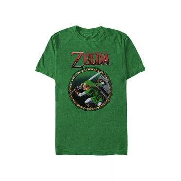 Nintendo Legend of Zelda Sword & Shield Men's Shirt, Heather Green, Large