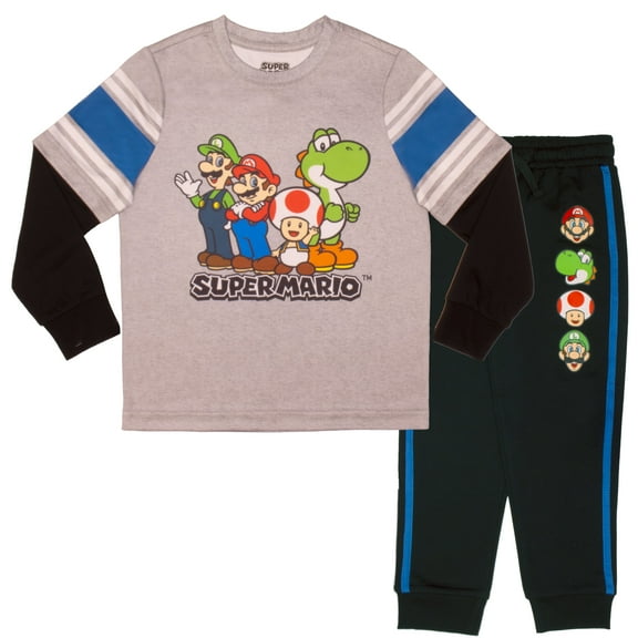Nintendo Boys Super Mario Long Sleeve Top & Sweatpants Set, 2-Piece (Little & Big Boys), Sizes 4–16