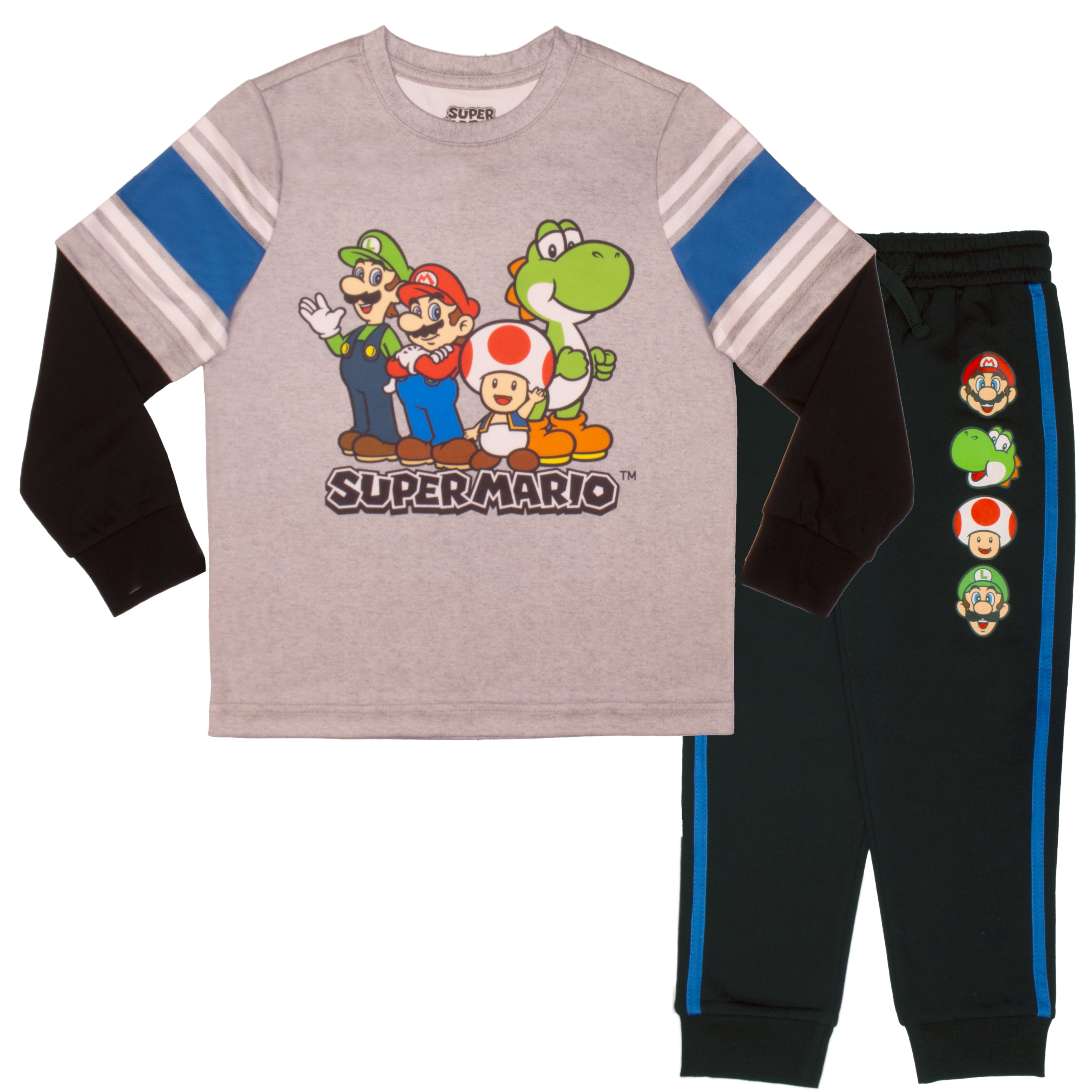 Nintendo Mario Boys Athletic Long Sleeve and Sweatpants 2-Piece Set for ...