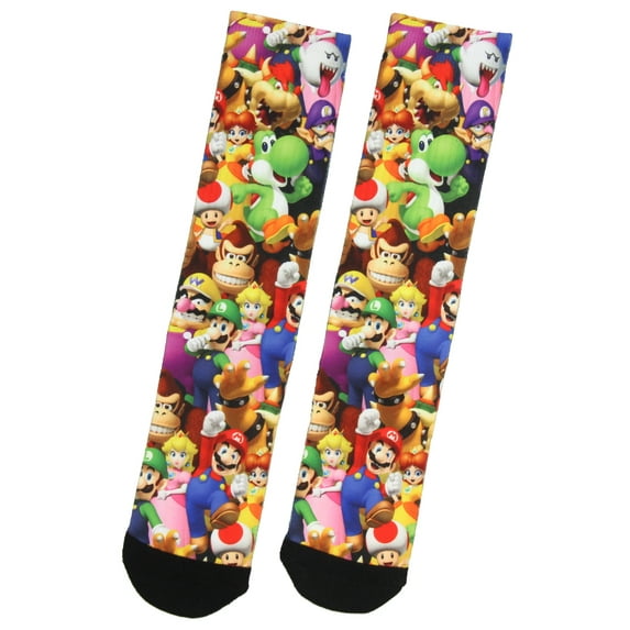 Nintendo Mario Bros. Collage Group Photo Premium Sublimated Crew Socks