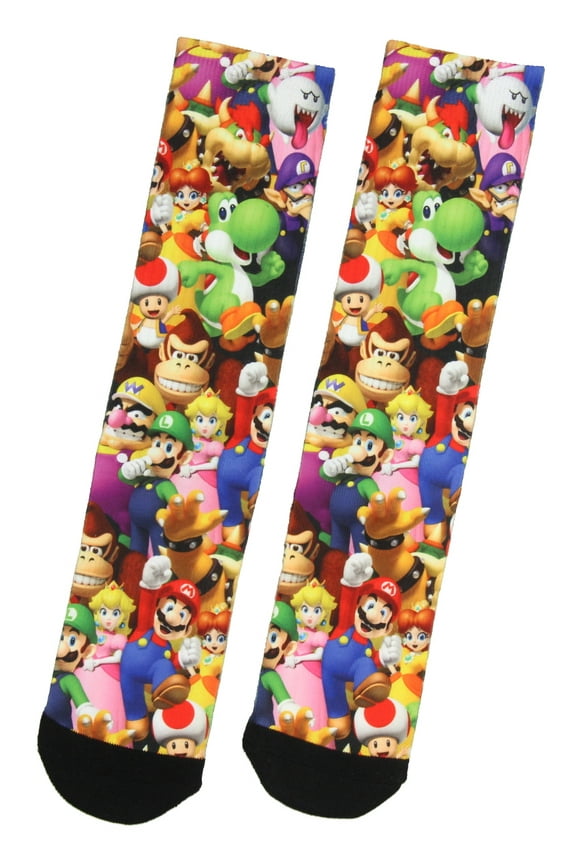 Nintendo Mario Bros. Collage Group Photo Premium Sublimated Crew Socks