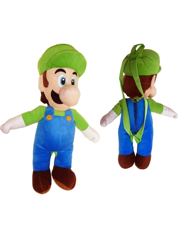 Mario Bros Luigi Large Plush Backpack 18"