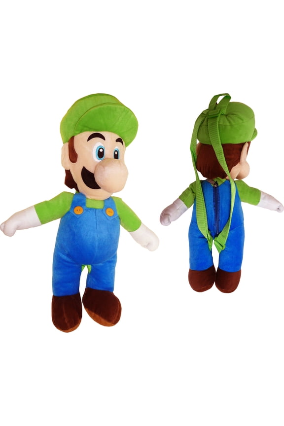 Mario Bros Luigi Large Plush Backpack 18"