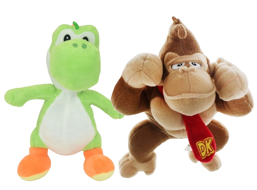 Nintendo Mario Bros Stuffed Plush Toys | 8-Inch Donkey Kong and Yoshi Set