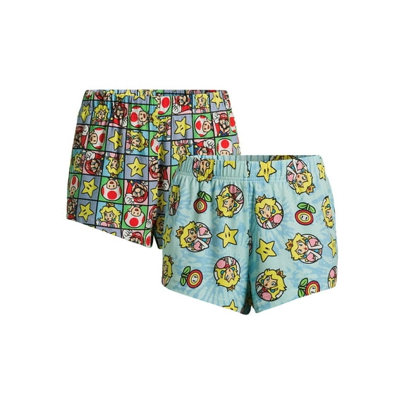 Nintendo Mario Brothers Women's Print Sleep Shorts, 2-Pack, Sizes XS-3X