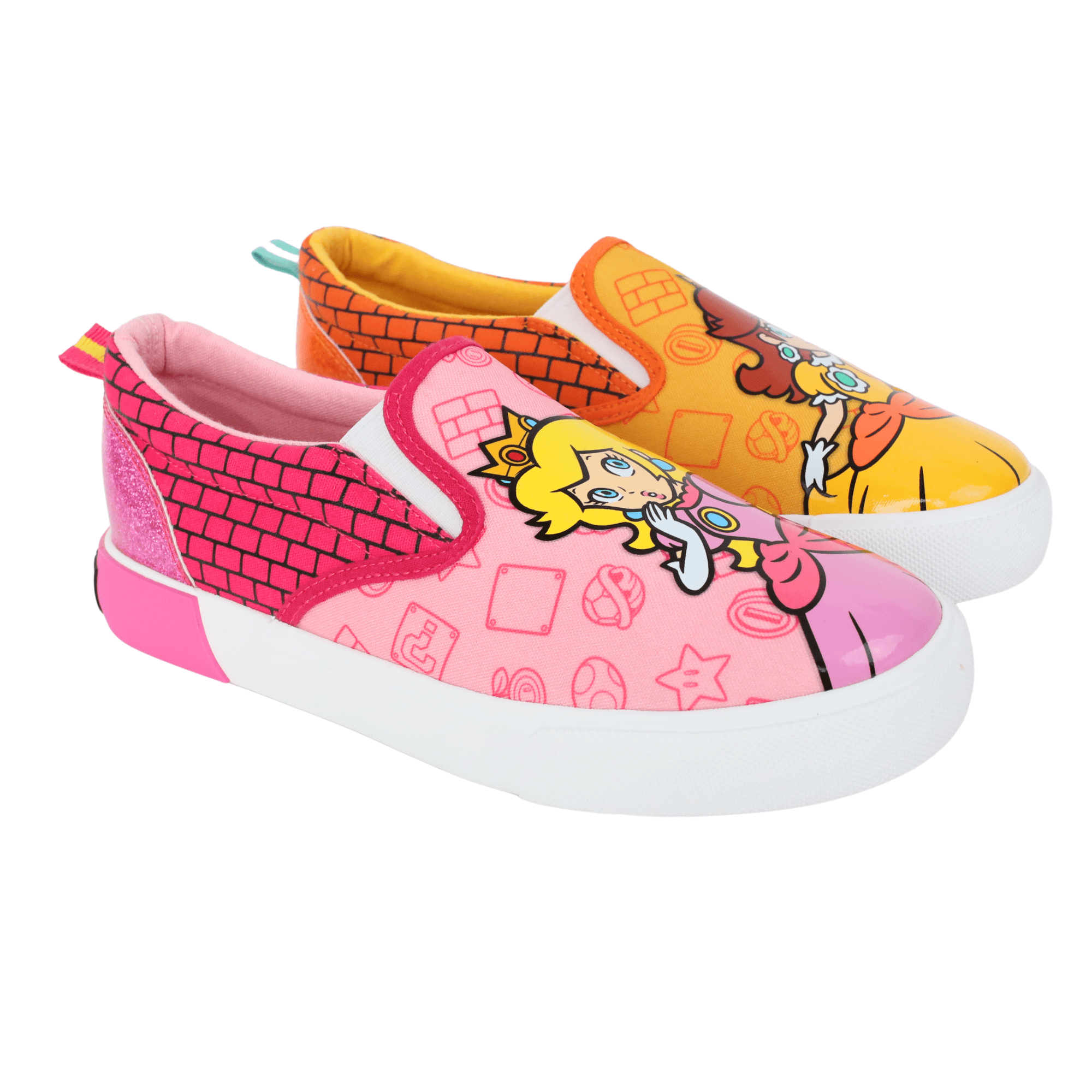 Nintendo Mario Girls Princess Peach & Daisy Slip-On Sneakers