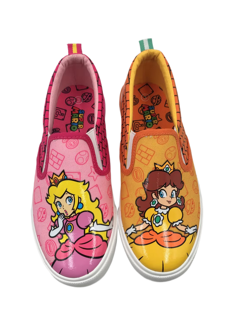 Nintendo Mario Girls Princess Peach & Daisy Slip-On Sneakers