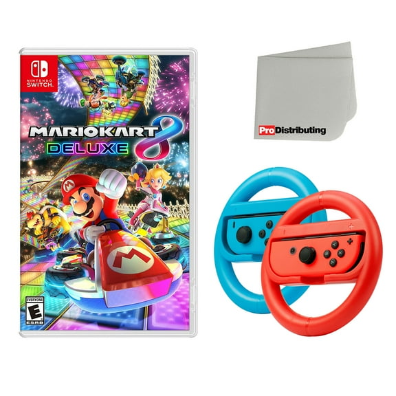 Nintendo Mario Kart 8 Deluxe for Nintendo Switch with Joy-Con Steering Wheel Set, Red