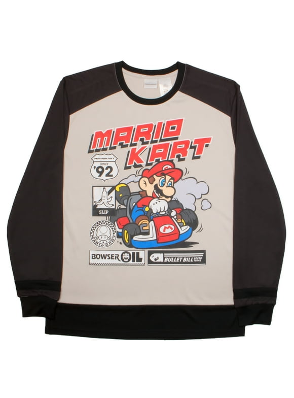 Nintendo Mario Kart Athletic Long Sleeve Shirt For Mens (Size S-XL)