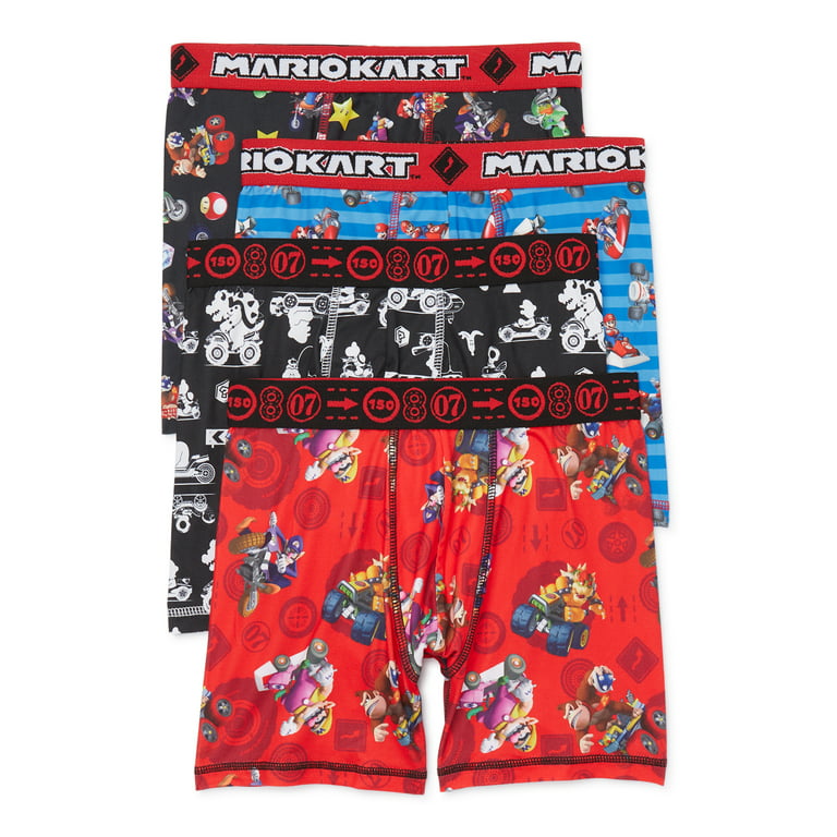 Nintendo Mario Kart Boys Boxer Brief Underwear, 4-Pack, Sizes 4-14 