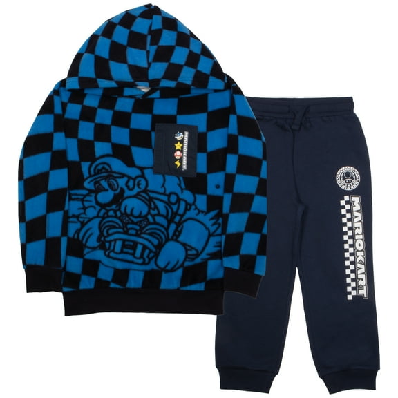 Nintendo Mario Kart Boys Furry Hoodie and Sweatpants 2-Piece Set for Kids and Toddler (Size 4-16)