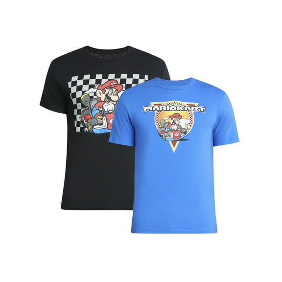 Nintendo Mario Kart Men's and Big Men's Graphic Tee Shirts, 2-Pack, Sizes S-3XL