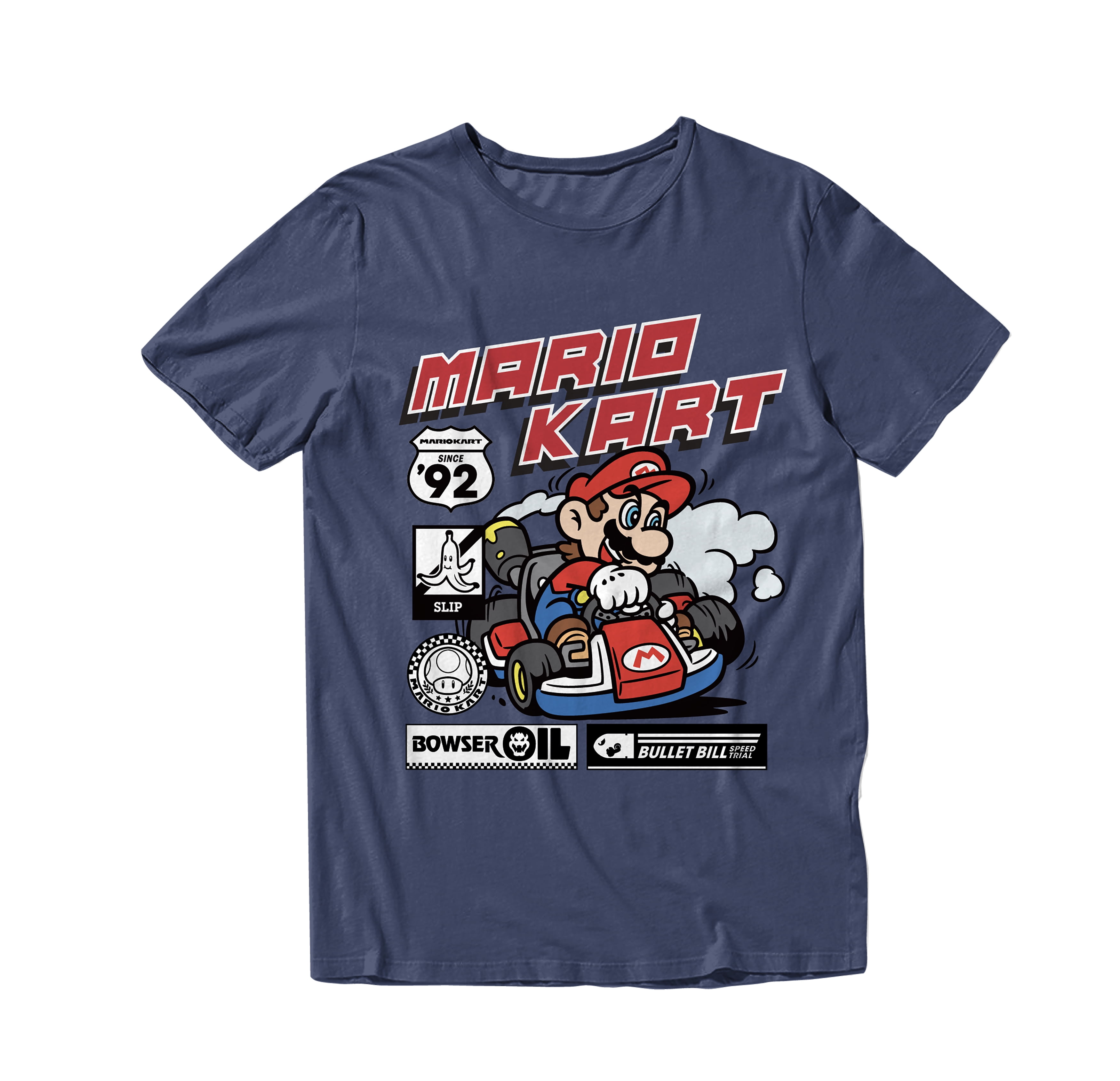 Nintendo Mario Kart Super Mario Mens and Womens Short Sleeve T-Shirt (Navy,  S-XXL) 