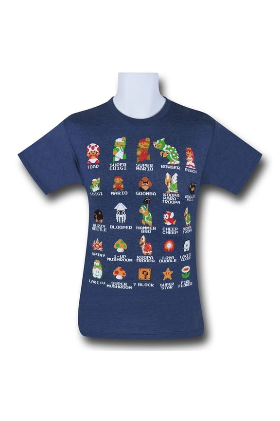 Nintendo Mario Pixel Cast T-Shirt-Men's Large