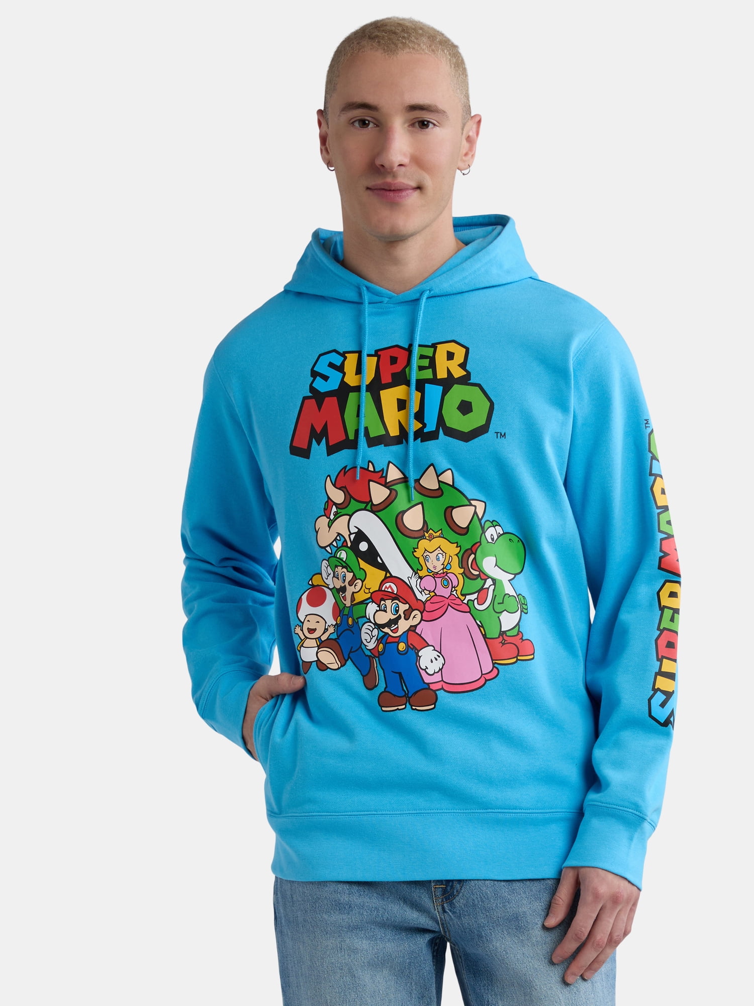 Nintendo Men's Super Mario Graphic Hoodie Sweatshirt, Cotton