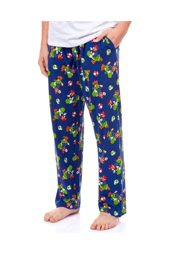Nintendo Men's Mario and Yoshi Power Up Soft Touch Cotton Pajama Pants