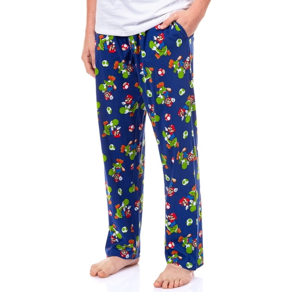 Nintendo Men's Mario and Yoshi Power Up Soft Touch Cotton Pajama Pants