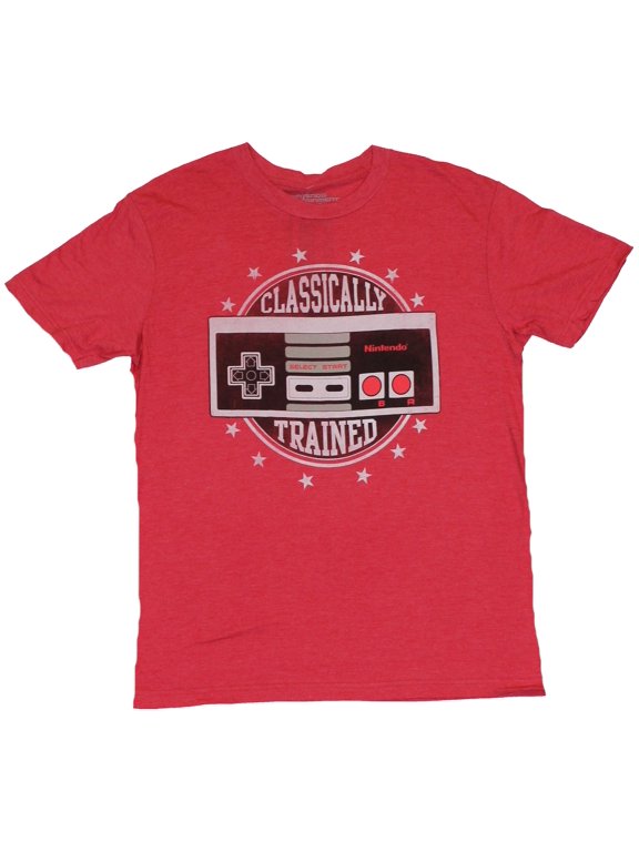 Nintendo NES Mens T-Shirt - "Classically Trained" Circel Star Controller Image (X-Large)