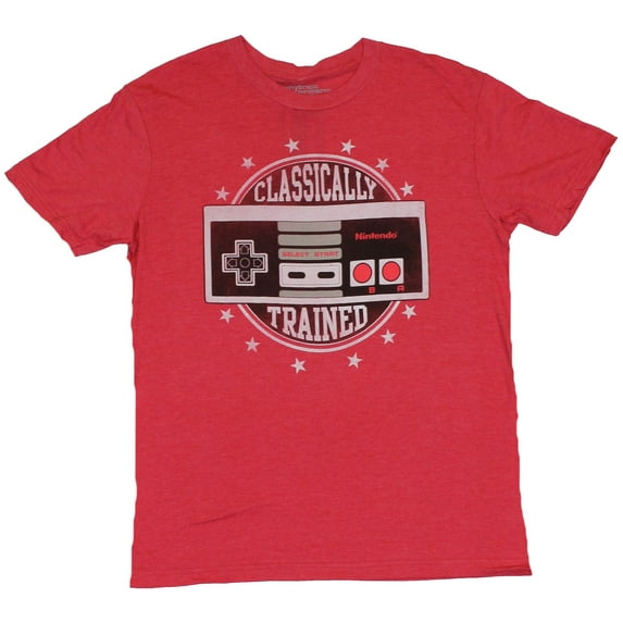 Nintendo NES Mens T-Shirt - "Classically Trained" Circel Star Controller Image (X-Large)