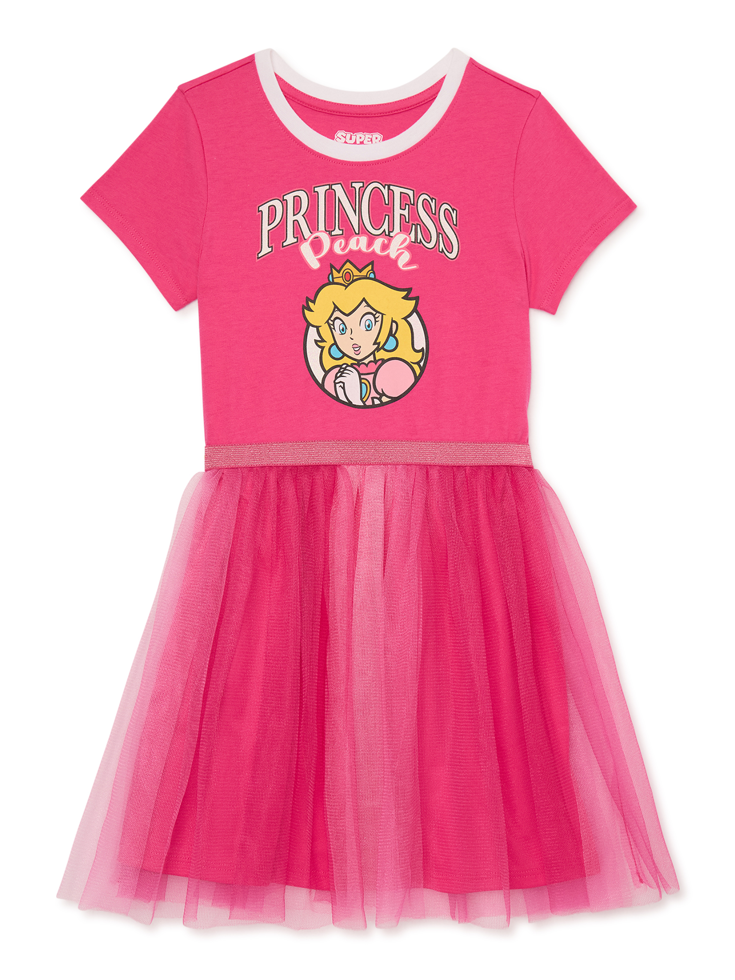 Nintendo Princess Peach Girls Cosplay Dress with Short Sleeves, Sizes 4-18  & Plus