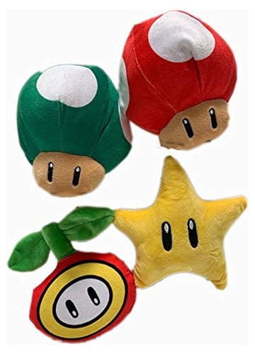 Nintendo Super Mario 7 Inch Plushie Characters Set: Super Star, 1 Up ...