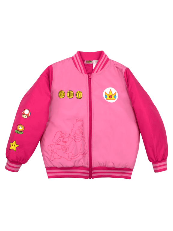 Super Mario Bomber Jacket, Mario and Princess Peach Jacket (Sizes 4-16)
