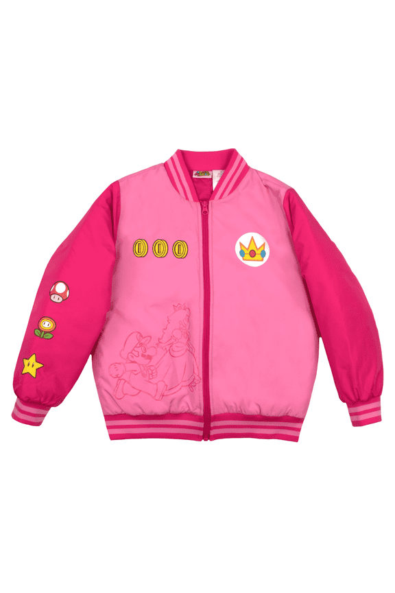 Super Mario Bomber Jacket, Mario and Princess Peach Jacket (Sizes 4-16)