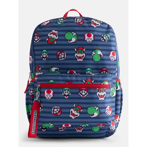 Nintendo Super Mario Bros. Kids' 17" Print Laptop Backpack, Gray